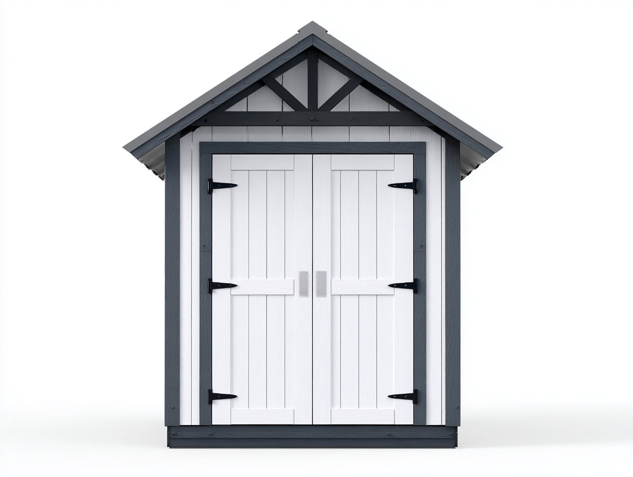 Casetta da giardino - Legno - 180x150x225 cm - Bianco-Grigio antracite - Stile cottage