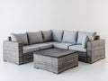 Divani da esterno - Rattan sintetico-tessuto - 252x252x77 cm - Grigio mélange-Grigio chiaro - Stile contemporaneo
