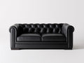 Divano a due posti - Pelle sintetica-Legno - 186x91x78 cm - Nero - Stile Chesterfield classico