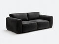 Divano a due posti - Tessuto-Legno - 187x94x79 cm - Nero antracite - Stile moderno squadrato
