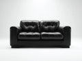 Divano a due posti - Pelle sintetica-Legno - 184x92x84 cm - Nero - Stile moderno imbottito