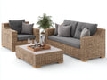 Divani da esterno - Polyrattan-tessuto - 214x89x82 cm - Beige naturale-Grigio antracite-Grigio chiaro - Stile contemporaneo