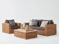 Divani da esterno - Polyrattan-tessuto-ceramica-legno - 188x88x81 cm - Miele-Antracite-Grigio chiaro - Stile contemporaneo