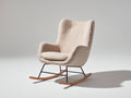 Sedia a dondolo - Tessuto bouclé-metallo-legno - 91 x 83 x 98 cm - Crema-Nero-Legno naturale - Stile moderno