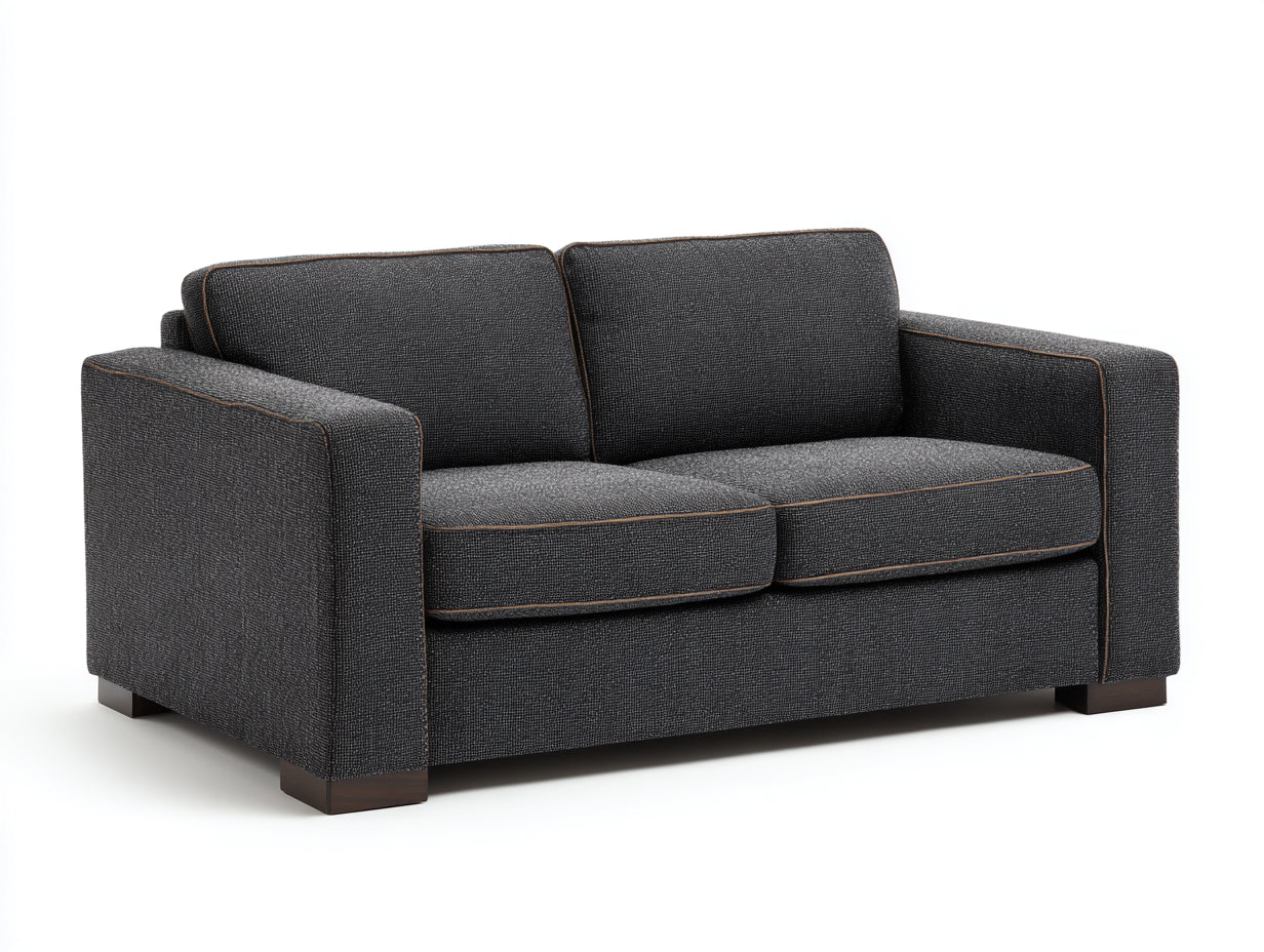 Divano a due posti - Tessuto-Legno - 183x89x82 cm - Grigio antracite - Stile moderno lineare