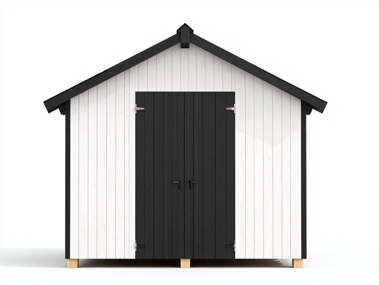 Casetta da giardino - Legno - 240x190x235 cm - Bianco-Nero - Stile minimalista