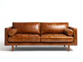 Divano a due posti - Pelle sintetica-Legno - 189x91x82 cm - Marrone cognac - Stile vintage industriale