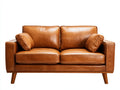 Divano a due posti - Pelle sintetica-Legno - 187x91x84 cm - Marrone caramello - Stile nordico contemporaneo