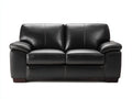 Divano a due posti - Pelle sintetica-Legno - 185x93x86 cm - Nero - Stile contemporaneo imbottito
