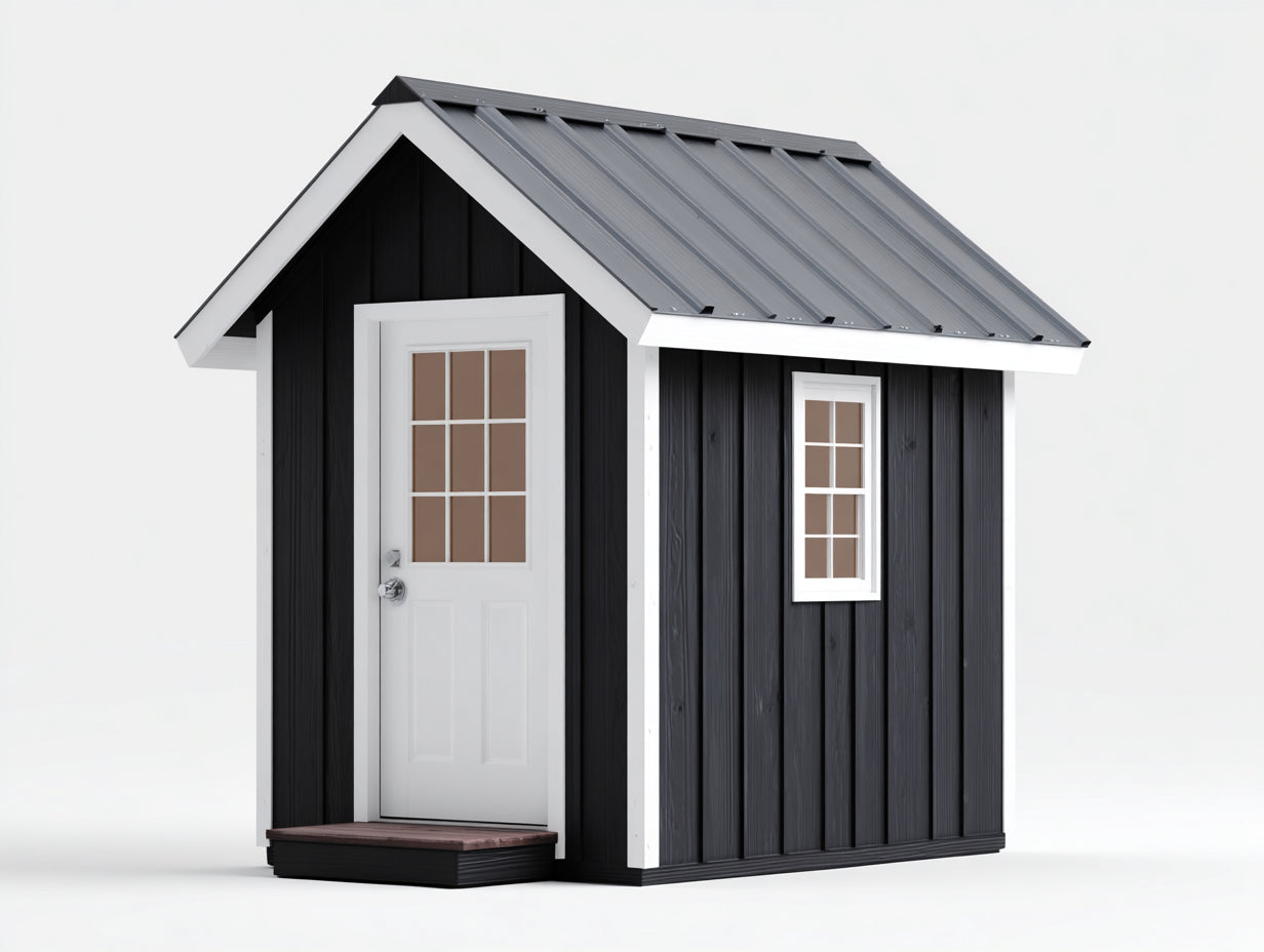 Casetta da giardino - Legno - 195x155x220 cm - Nero-Bianco-Grigio - Stile moderno