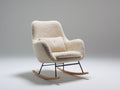 Sedia a dondolo - Tessuto bouclé-metallo-legno - 92 x 78 x 98 cm - Crema-Nero-Legno naturale - Stile moderno
