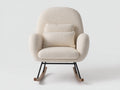 Sedia a dondolo - Tessuto bouclé-metallo-legno - 84 x 76 x 92 cm - Crema-Nero-Legno naturale - Stile moderno