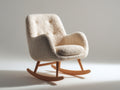 Sedia a dondolo - Tessuto bouclé-legno - 89 x 82 x 95 cm - Crema-Legno naturale - Stile moderno