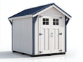 Casetta da giardino - Legno - 225x185x230 cm - Bianco-Blu scuro - Stile cottage