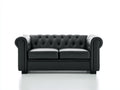Divano a due posti - Pelle sintetica-Legno - 180x88x76 cm - Nero - Stile Chesterfield classico