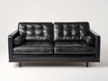 Divano a due posti - Pelle sintetica-Legno - 190x92x84 cm - Nero - Stile retrò contemporaneo