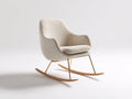 Sedia a dondolo - Tessuto bouclé-metallo-legno - 90 x 84 x 96 cm - Beige-Oro-Legno naturale - Stile moderno
