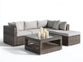 Divani da esterno - Polyrattan-tessuto-vetro - 272x206x79 cm - Marrone-Grigio chiaro - Stile moderno