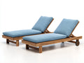 Lettino prendisole - Legno-tessuto - 202x72x89 cm - Legno naturale-Azzurro polvere - Stile minimalista con ruote