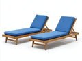 Lettino prendisole - Legno-tessuto - 200x72x92 cm - Legno naturale-Blu intenso - Stile contemporaneo con schienale regolabile