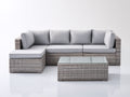 Divani da esterno - Rattan sintetico-tessuto-vetro - 230x175x75 cm - Grigio chiaro-Grigio tortora - Stile moderno