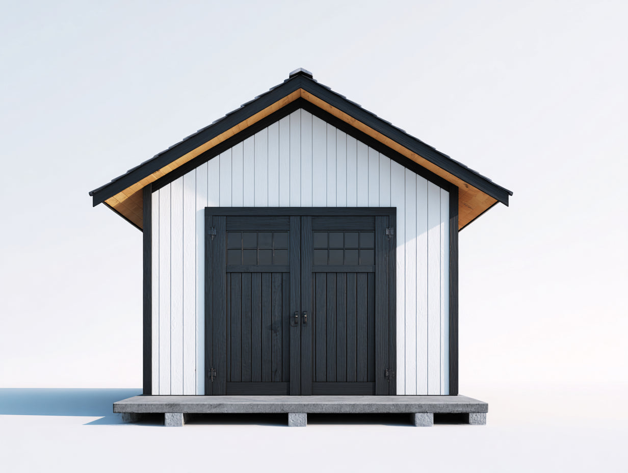 Casetta da giardino - Legno - 260x210x245 cm - Bianco-Grigio antracite-Marrone - Stile contemporaneo