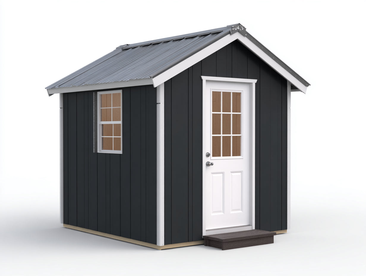 Casetta da giardino - Legno - 260x210x235 cm - Nero-Bianco-Grigio - Stile moderno