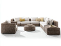 Divani da esterno - Rattan sintetico-tessuto - 342x288x79 cm - Tortora-Bianco avorio - Stile mediterraneo