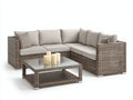 Divani da esterno - Polyrattan-tessuto-vetro - 228x228x78 cm - Tortora-Beige chiaro - Stile moderno