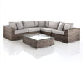 Divani da esterno - Polyrattan-tessuto-vetro - 242x242x78 cm - Marrone-Beige chiaro-Trasparente - Stile moderno
